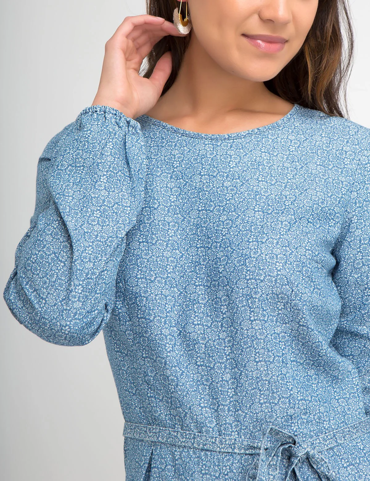 CHAMBRAY LONG SLEEVE ROMPER - Image 8