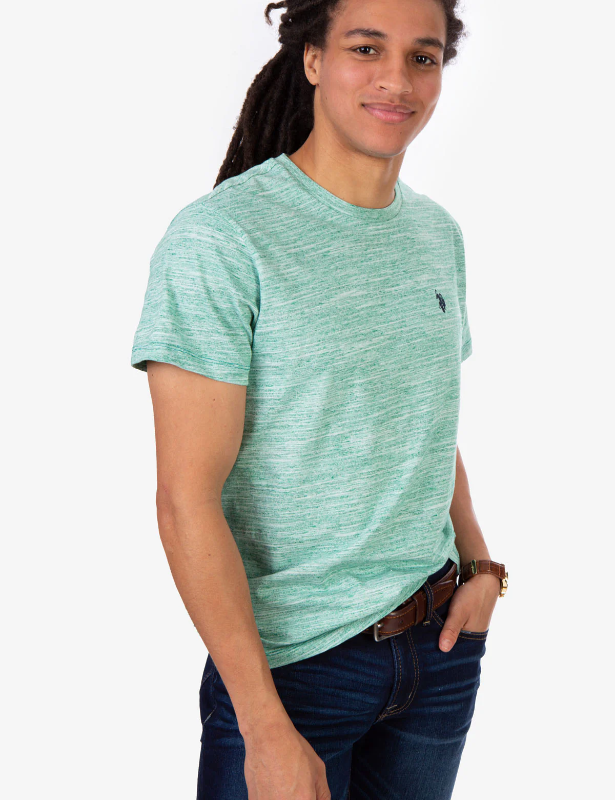 LINEAR SPACE DYE CREW NECK T-SHIRT - Image 13