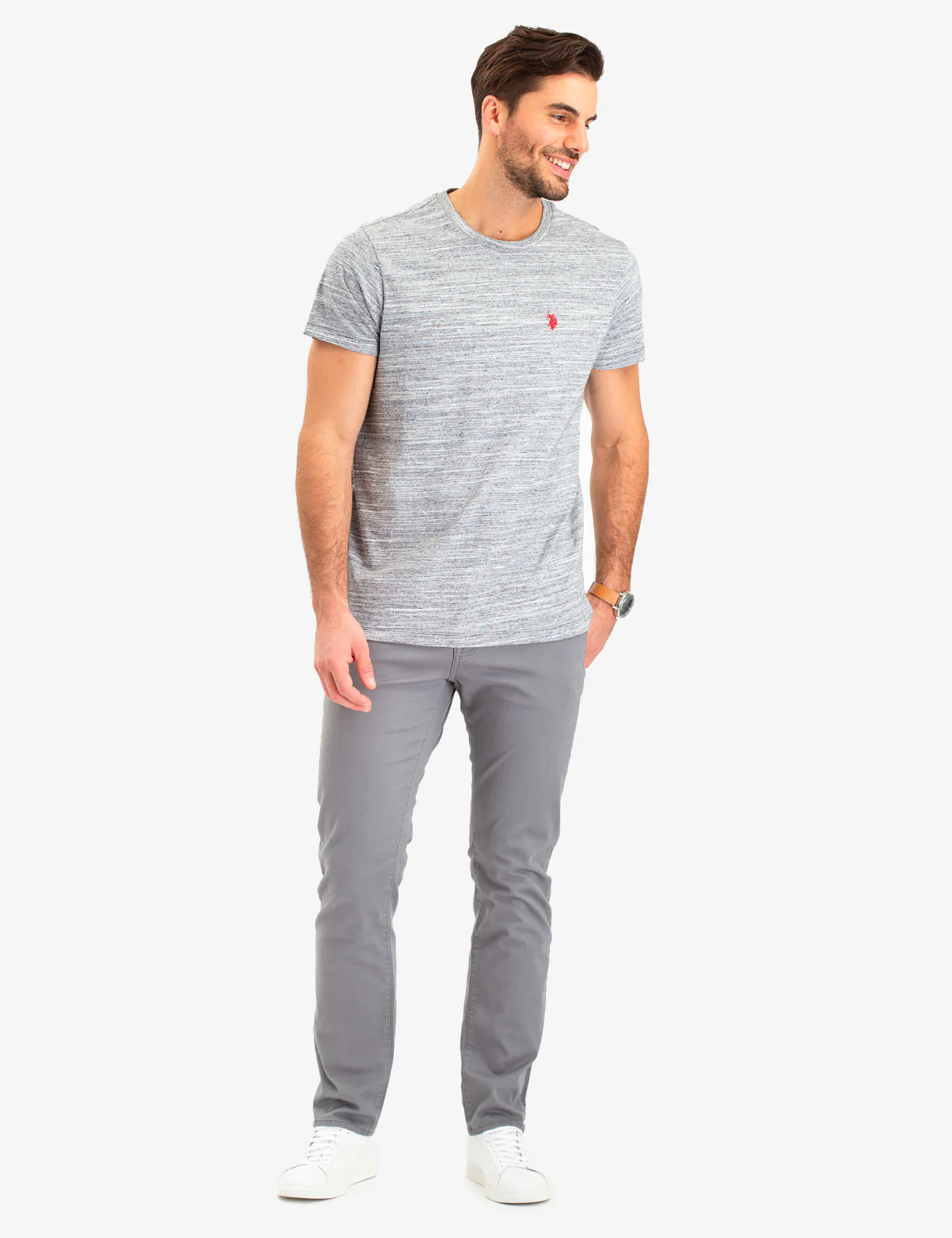 LINEAR SPACE DYE CREW NECK T-SHIRT - Image 2