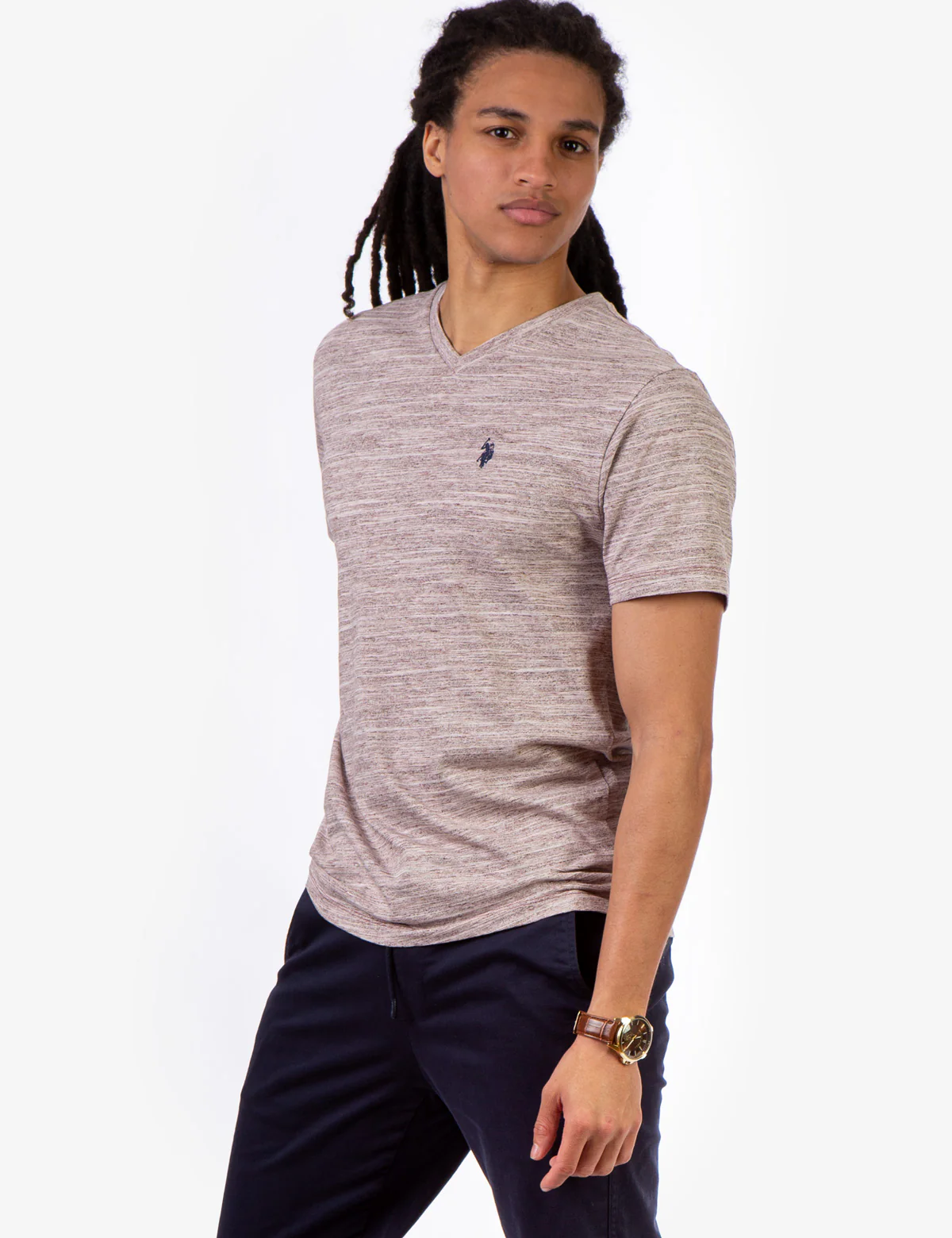LINEAR SPACE DYE V-NECK T-SHIRT