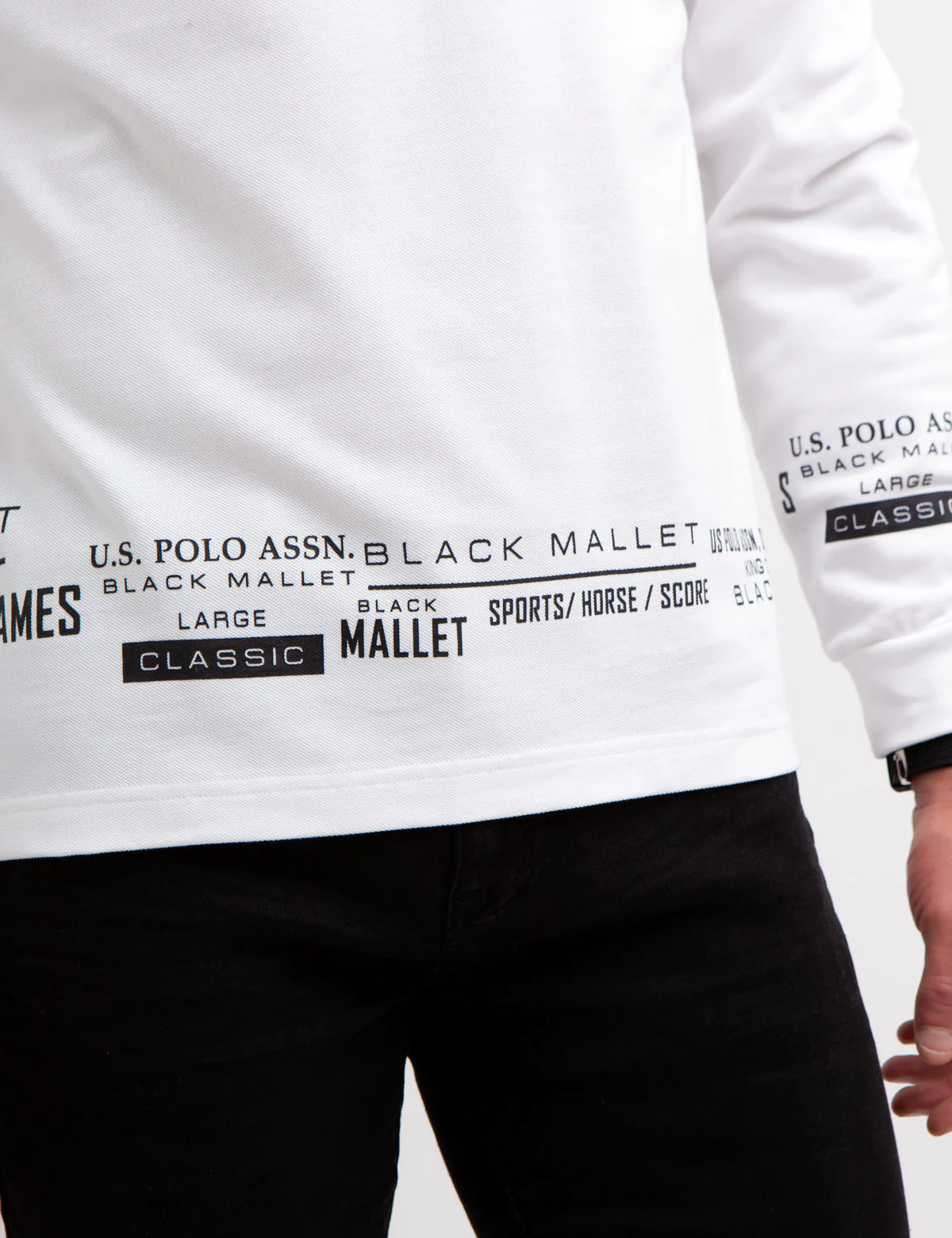 BLACK MALLET LOGO PRINT LONG SLEEVE POLO SHIRT - Image 5