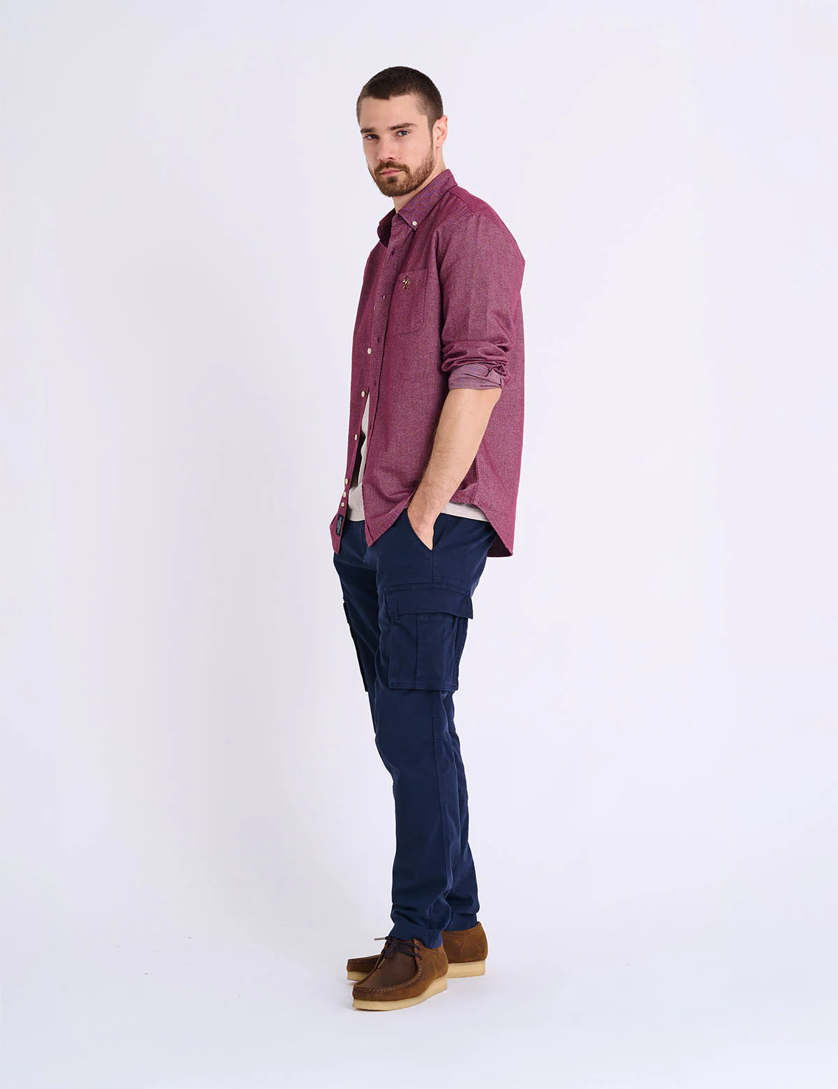 LONG SLEEVE BRUSHED OXFORD SHIRT WITH POCKET - Image 3