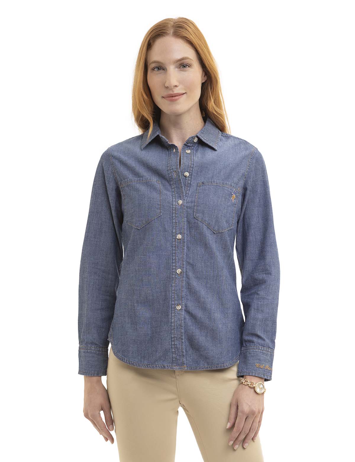 LONG SLEEVE CHAMBRAY SHIRT WITH POCKETS