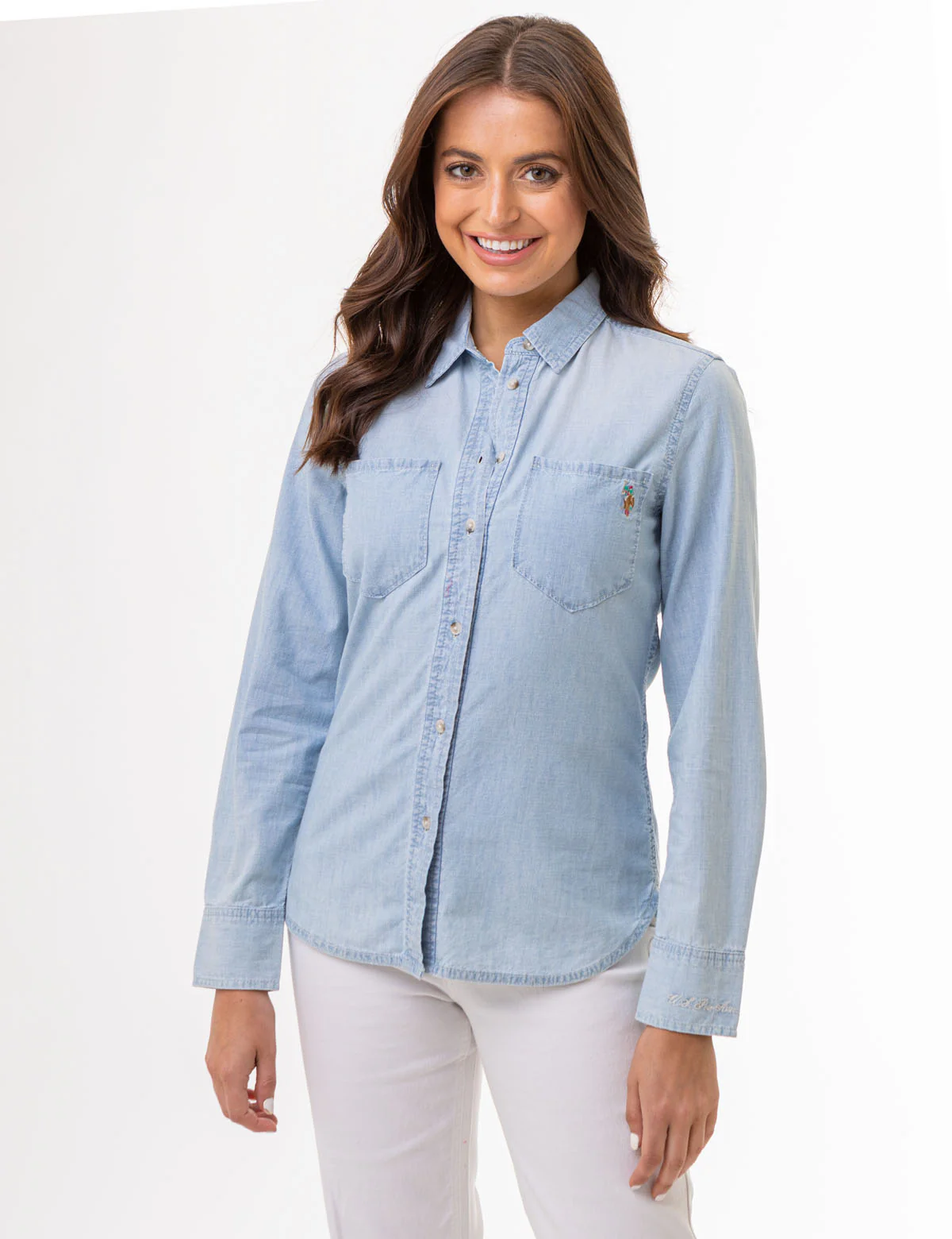 LONG SLEEVE CHAMBRAY SHIRT WITH POCKETS