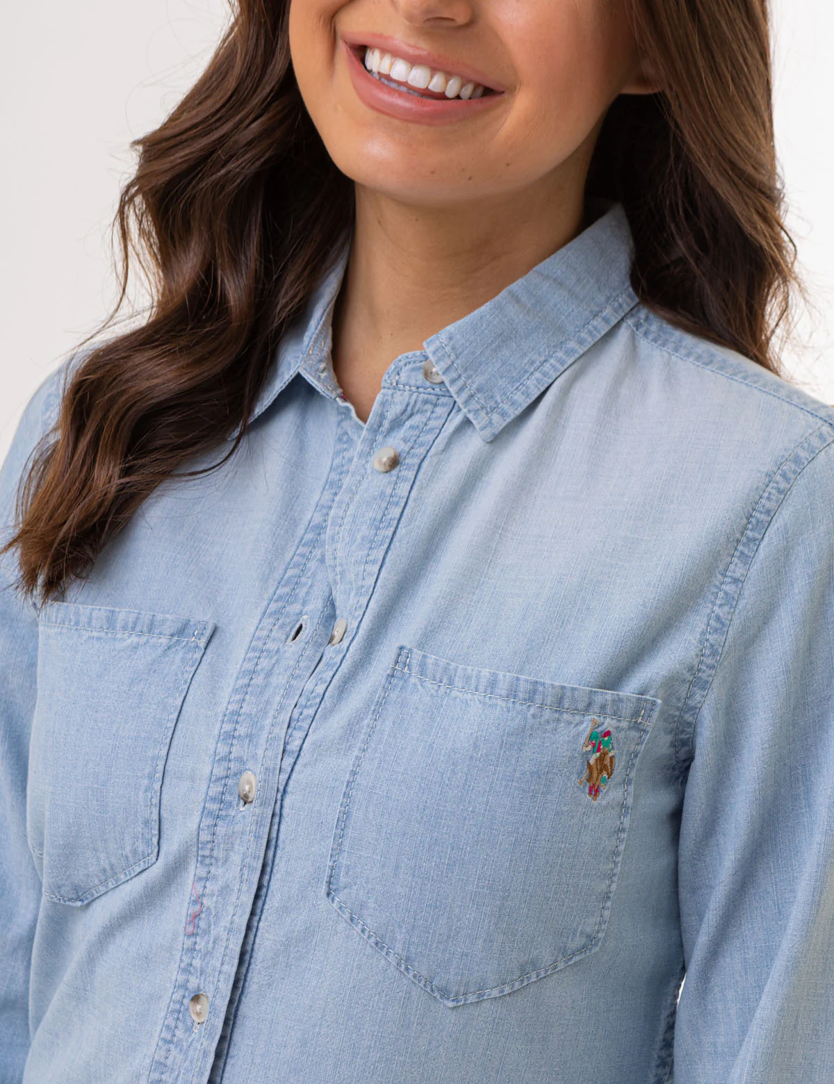 LONG SLEEVE CHAMBRAY SHIRT WITH POCKETS - Image 6