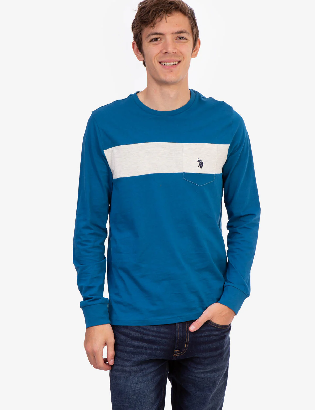 LONG SLEEVE CHEST STRIPE POCKET T-SHIRT - Image 12