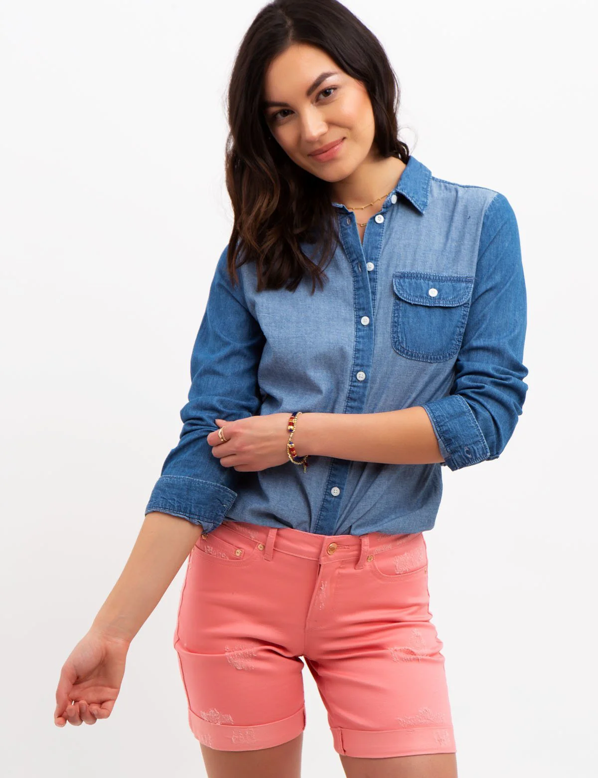 LONG SLEEVE DENIM TOP