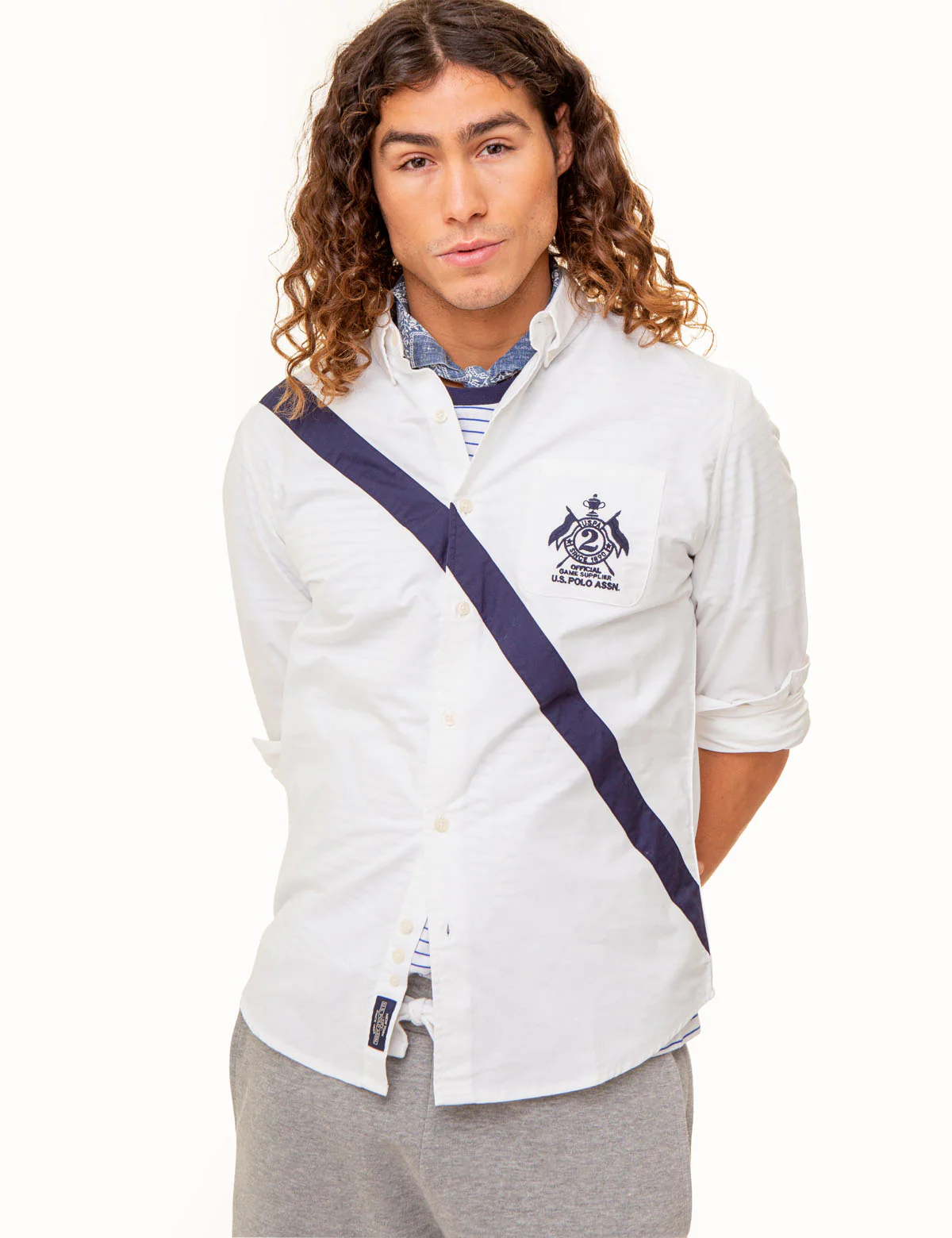 LONG SLEEVE DIAGONAL SASH OXFORD SHIRT - Image 7