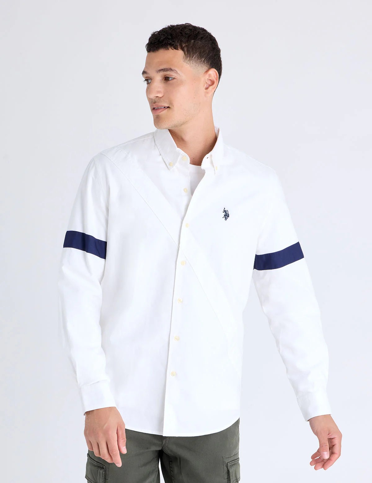 LONG SLEEVE DIAGONAL SASH SOLID OXFORD SHIRT