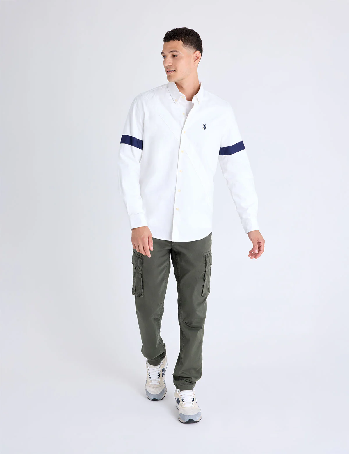 LONG SLEEVE DIAGONAL SASH SOLID OXFORD SHIRT - Image 3