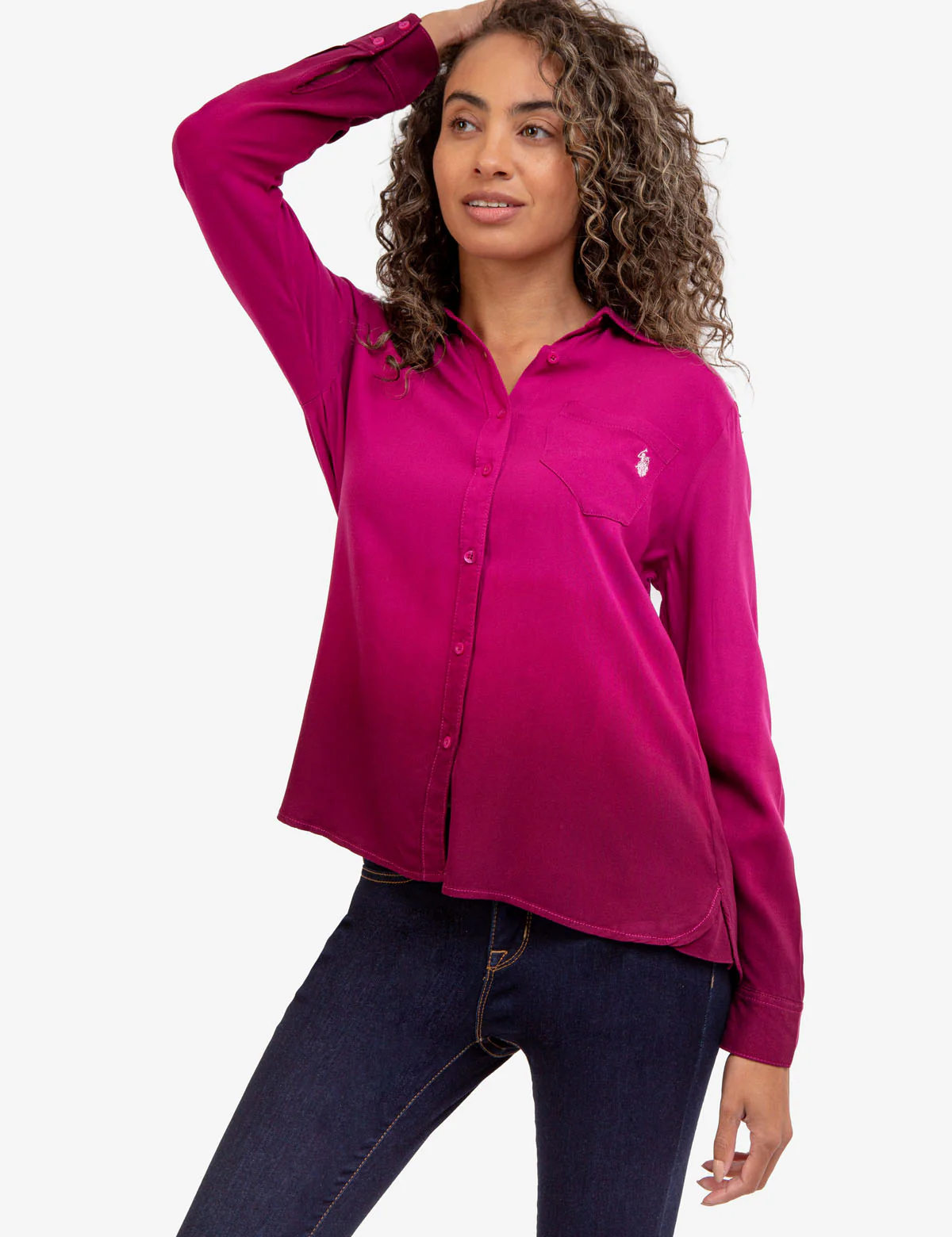 LONG SLEEVE DIP DYE WOVEN SHIRT - Image 4
