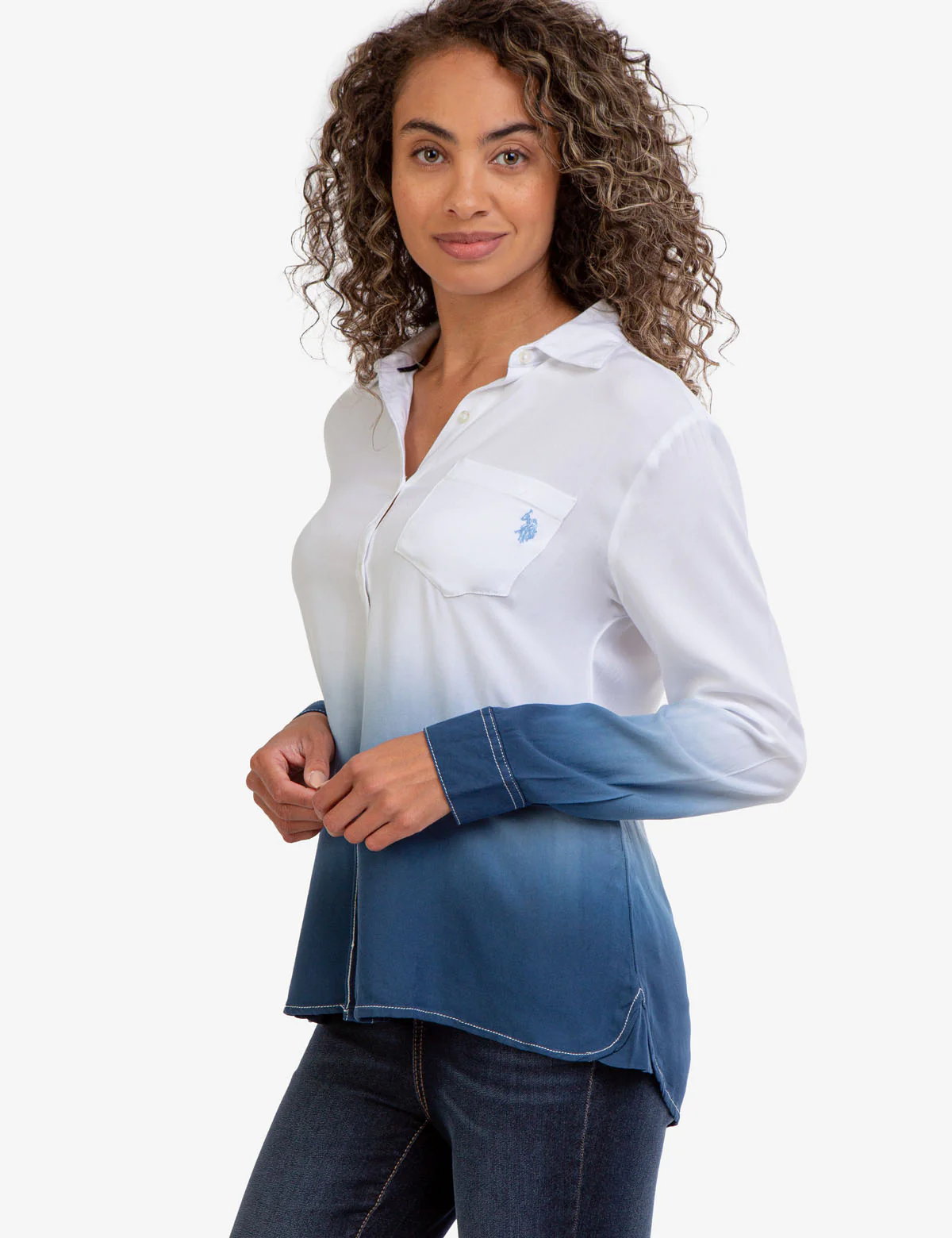 LONG SLEEVE DIP DYE WOVEN SHIRT - Image 9