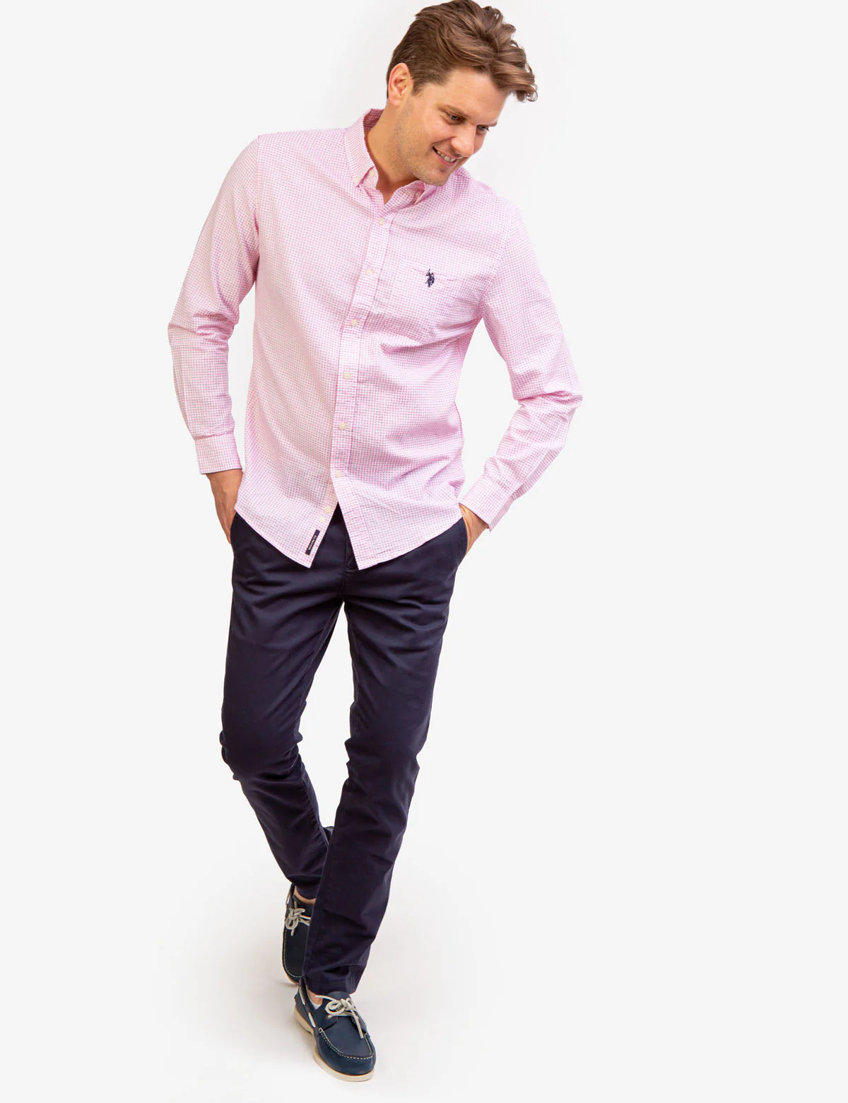 LONG SLEEVE DOBBY PRINT WOVEN SHIRT