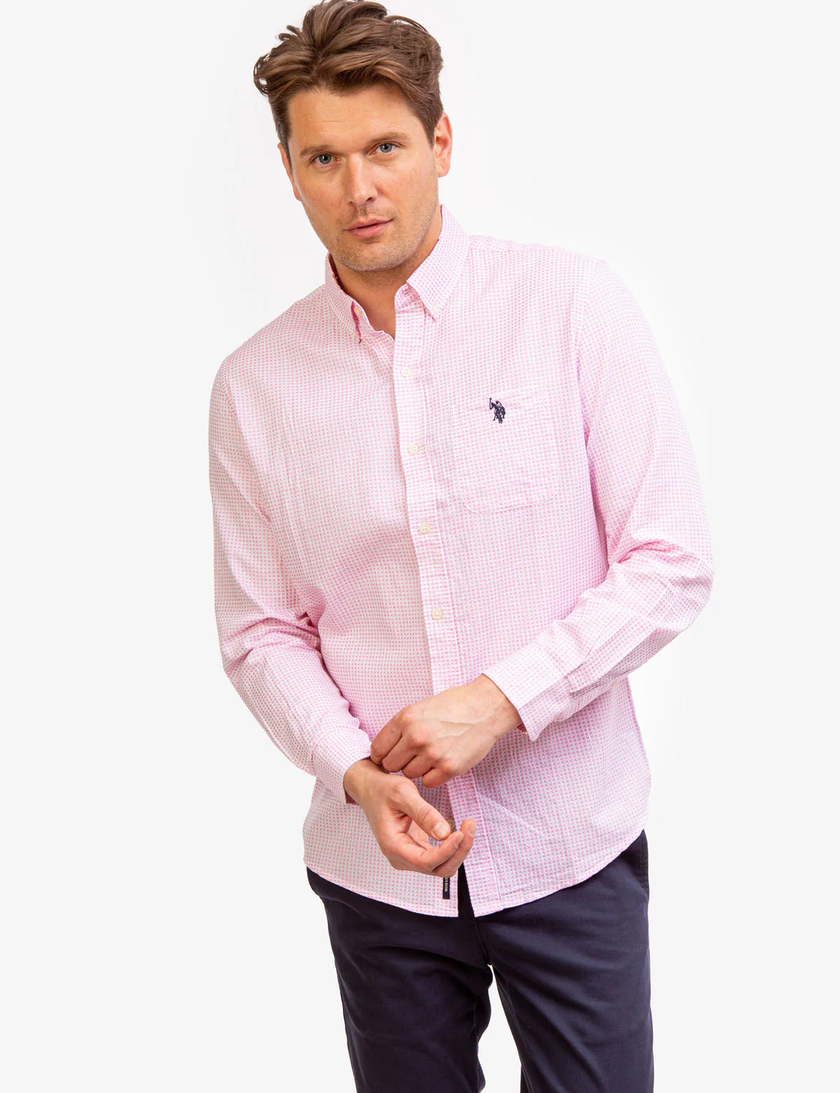 LONG SLEEVE DOBBY PRINT WOVEN SHIRT - Image 2