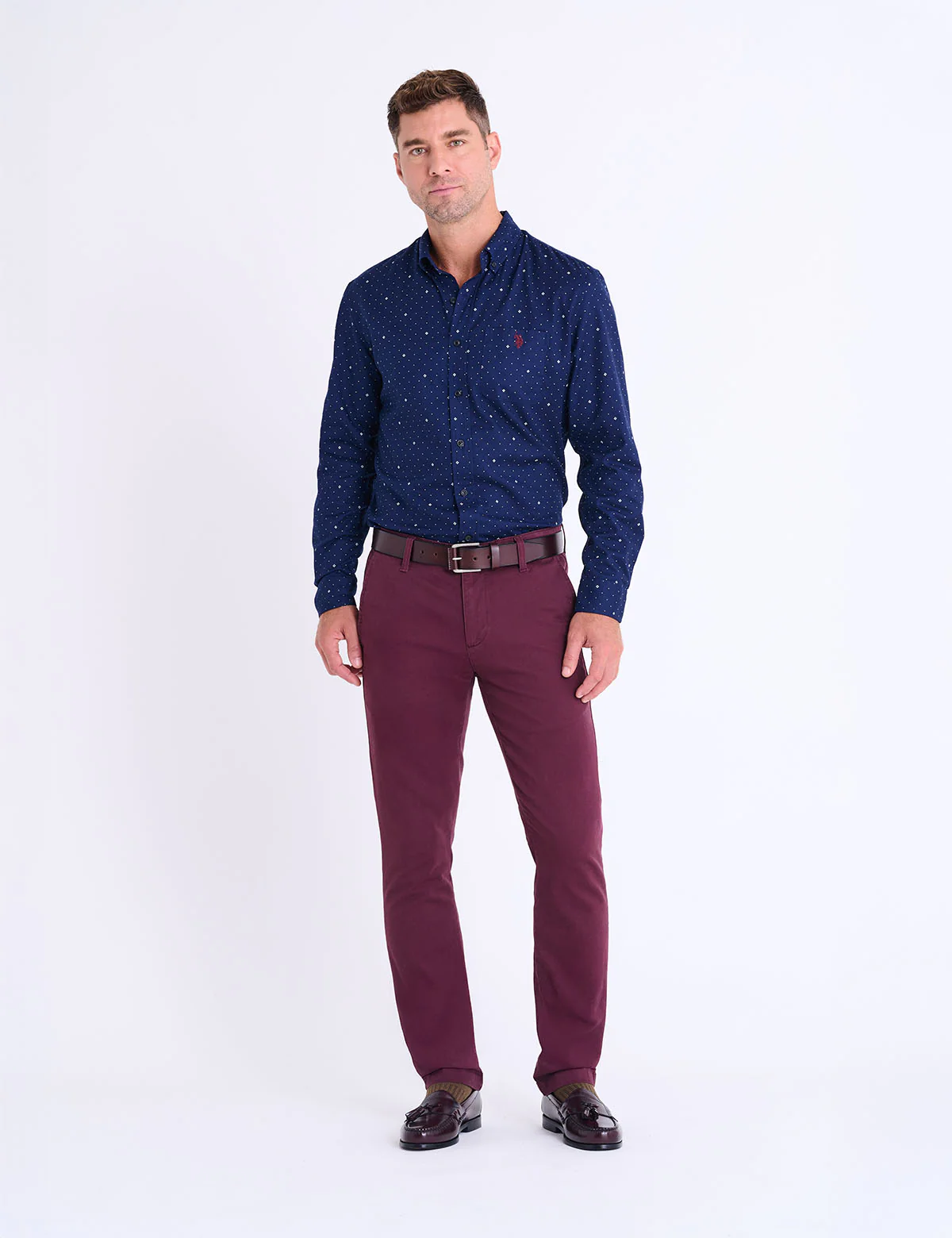 LONG SLEEVE DOT DIAMOND PEACH TWILL SHIRT - Image 2