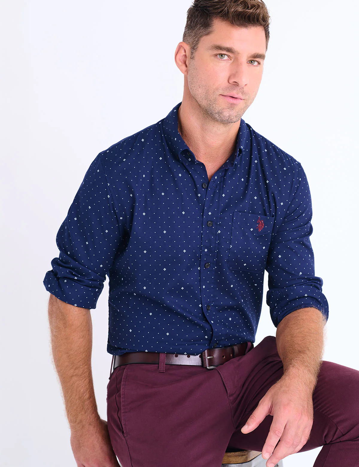 LONG SLEEVE DOT DIAMOND PEACH TWILL SHIRT - Image 4