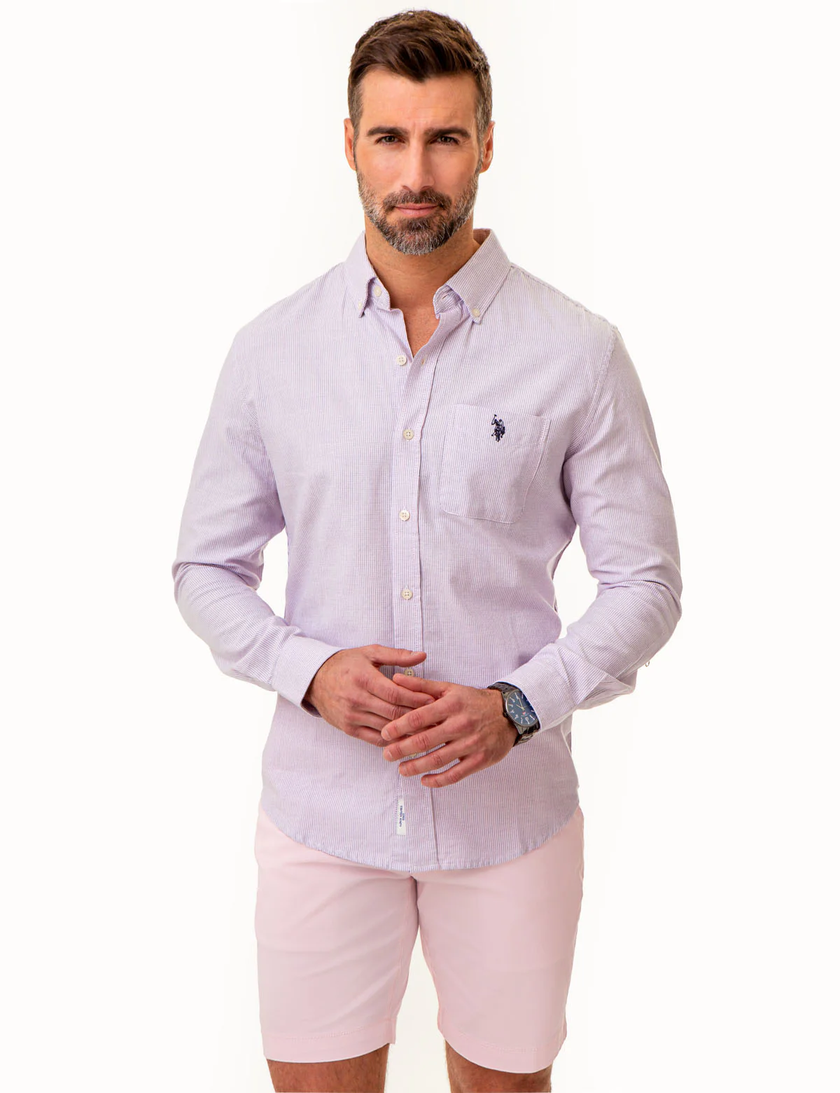 LONG SLEEVE DOT PRINT SQUARE WEAVE SHIRT - Image 10