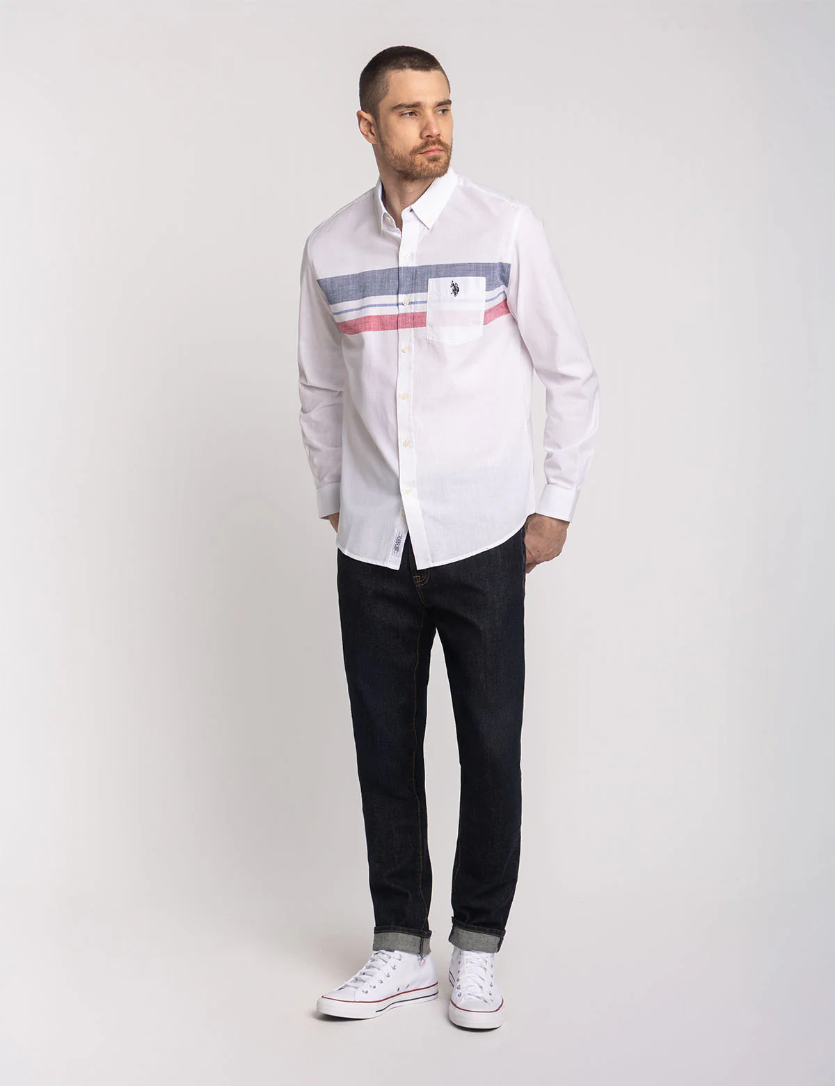 LONG SLEEVE ENGINEERED STRIPE POPLIN SHIRT - Image 2
