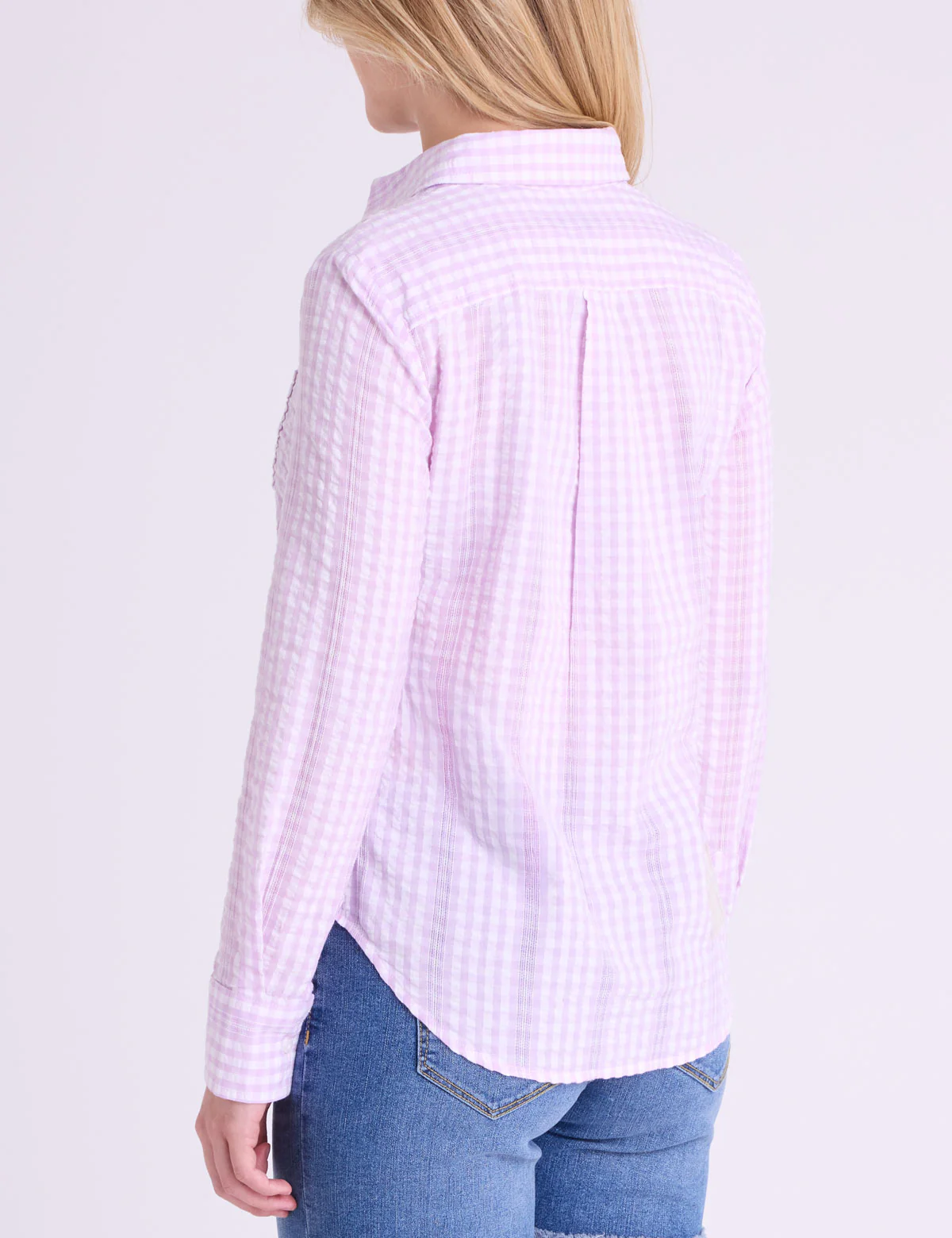 LONG SLEEVE HALF PLACKET GINGHAM SHIRT - Image 5