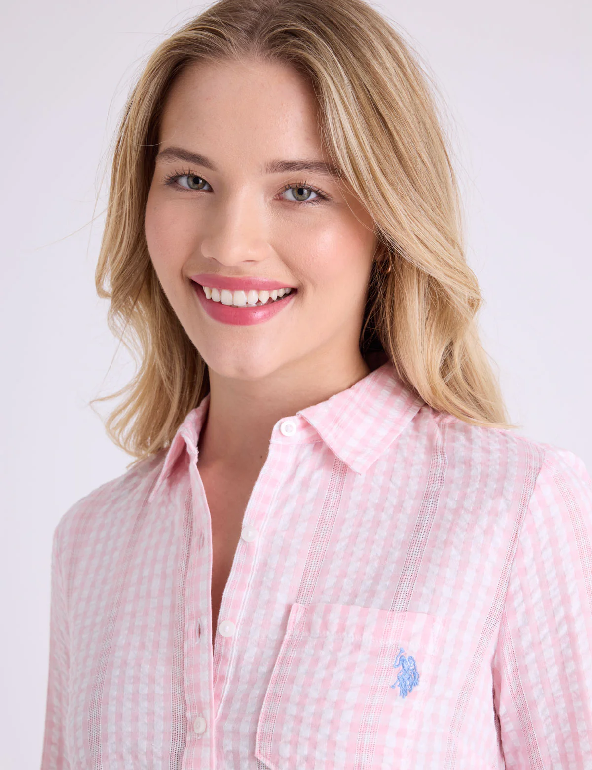 LONG SLEEVE HALF PLACKET GINGHAM SHIRT - Image 8