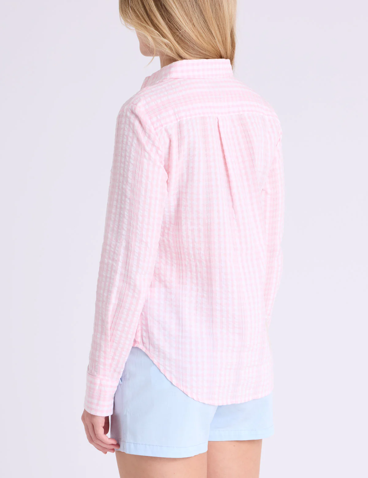 LONG SLEEVE HALF PLACKET GINGHAM SHIRT - Image 9