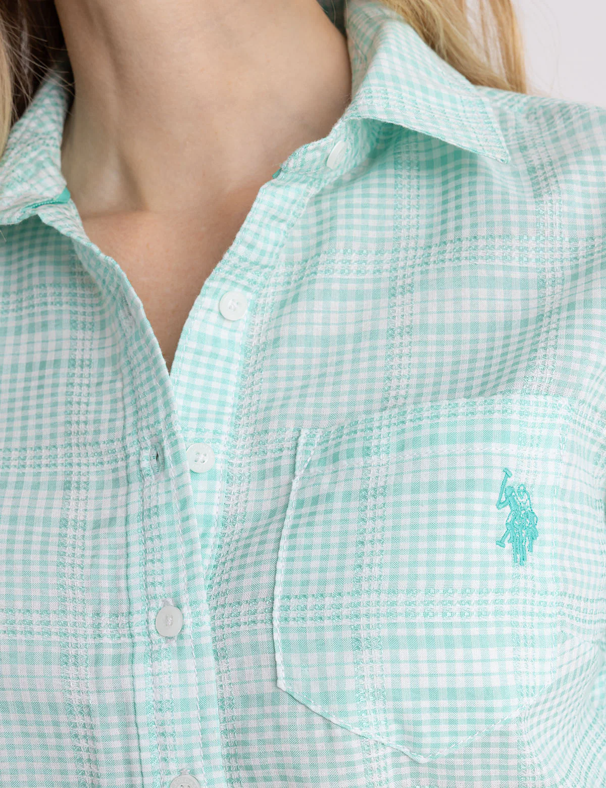 LONG SLEEVE HALF PLACKET GINGHAM SHIRT - Image 6