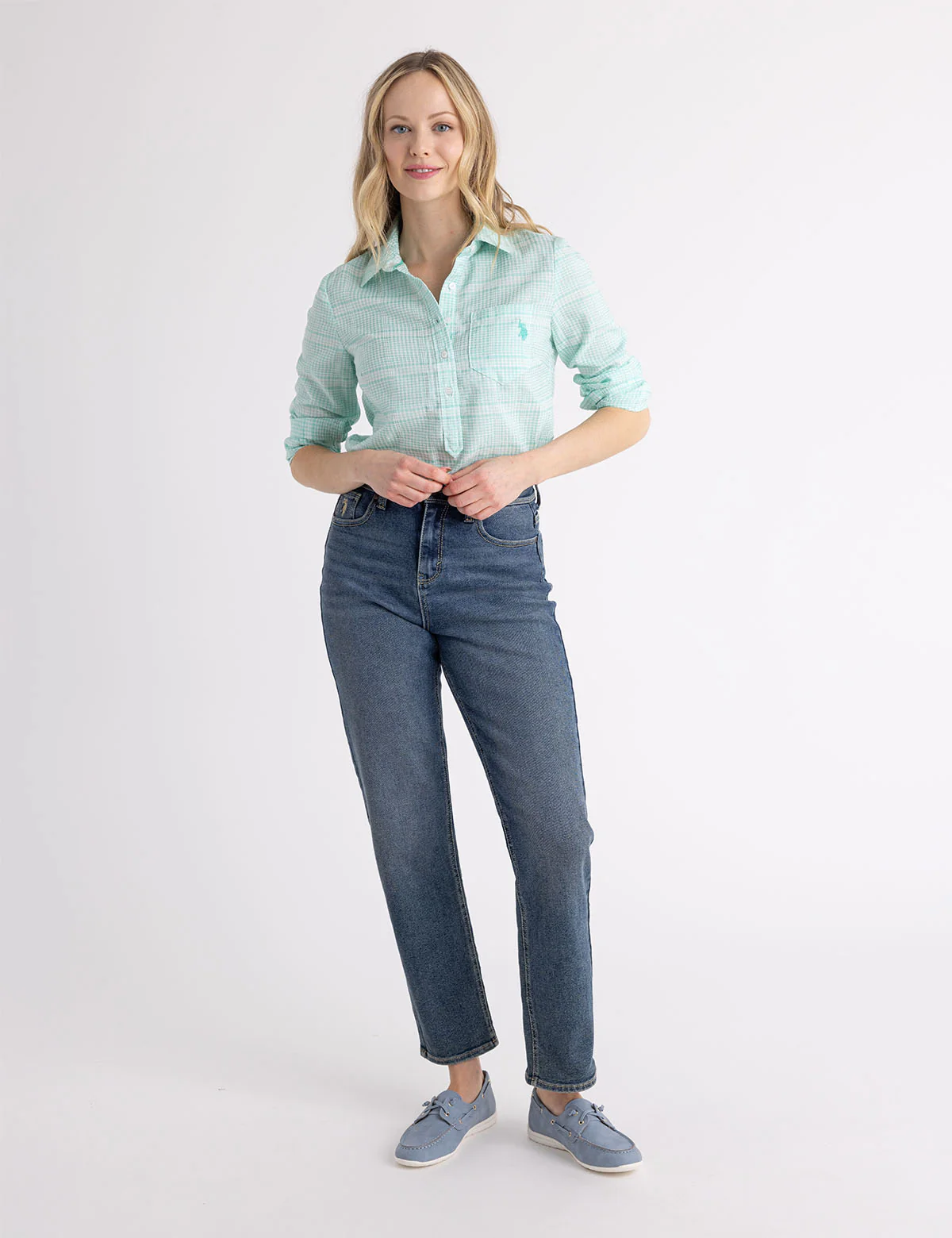 LONG SLEEVE HALF PLACKET GINGHAM SHIRT - Image 7