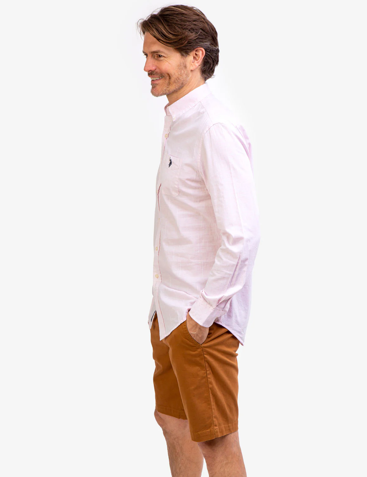 LONG SLEEVE HEATHER WOVEN SHIRT - Image 14