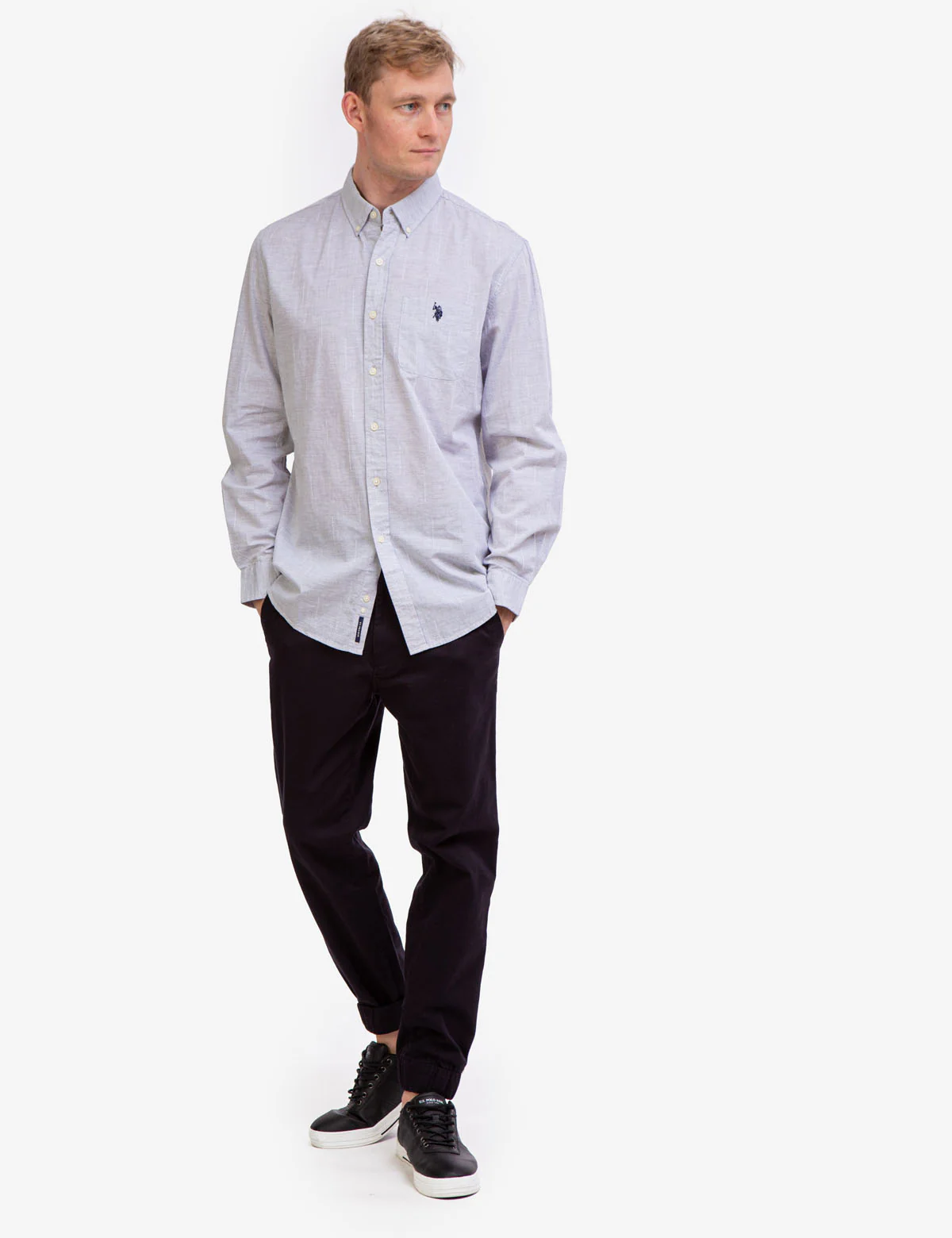 LONG SLEEVE HEATHER WOVEN SHIRT - Image 2