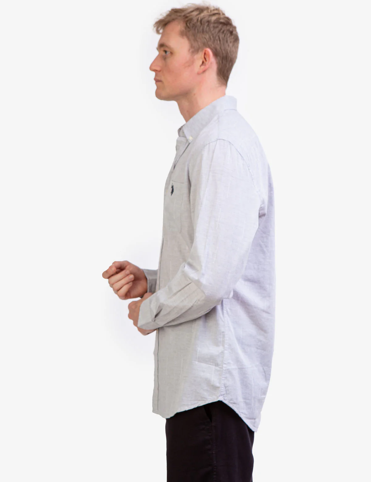 LONG SLEEVE HEATHER WOVEN SHIRT - Image 3