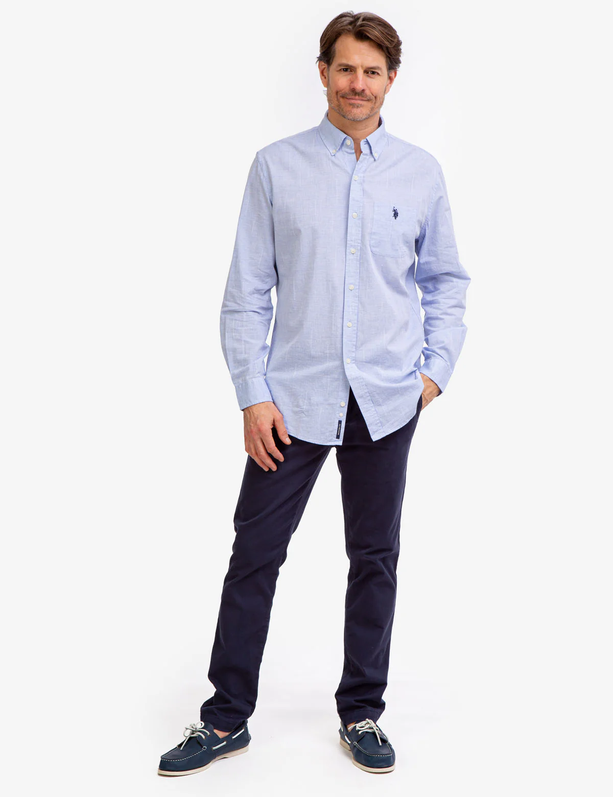 LONG SLEEVE HEATHER WOVEN SHIRT - Image 7