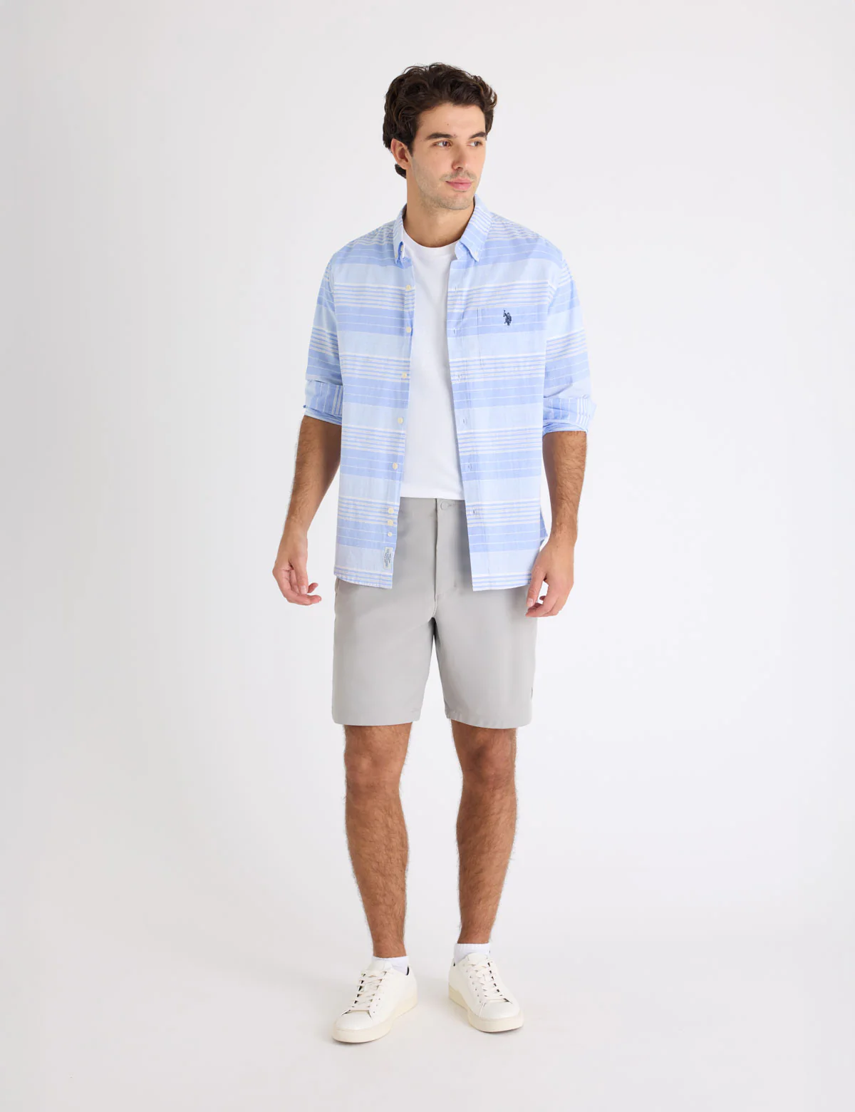 LONG SLEEVE HORIZONTAL STRIPE SLUB POPLIN SHIRT - Image 2