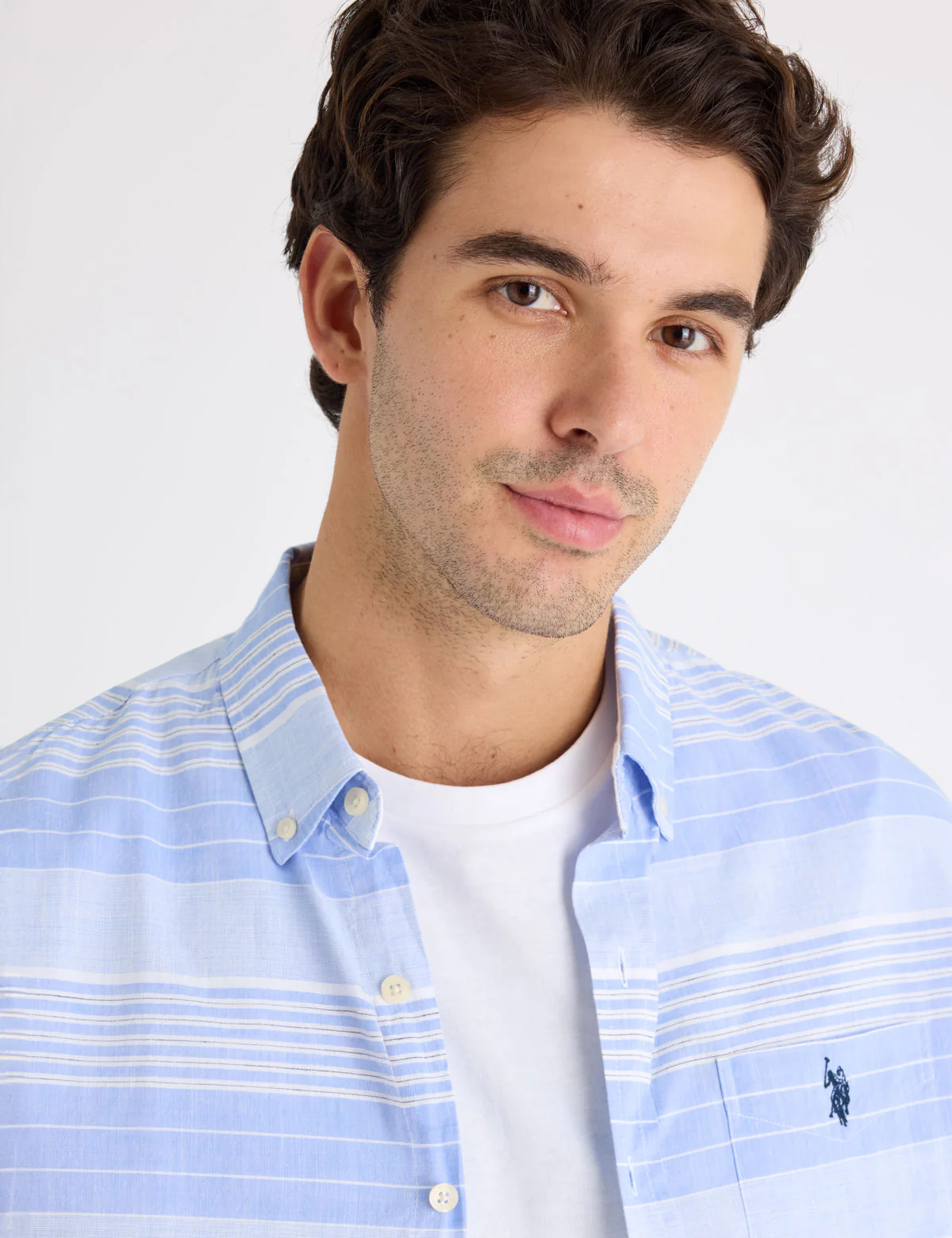 LONG SLEEVE HORIZONTAL STRIPE SLUB POPLIN SHIRT - Image 3