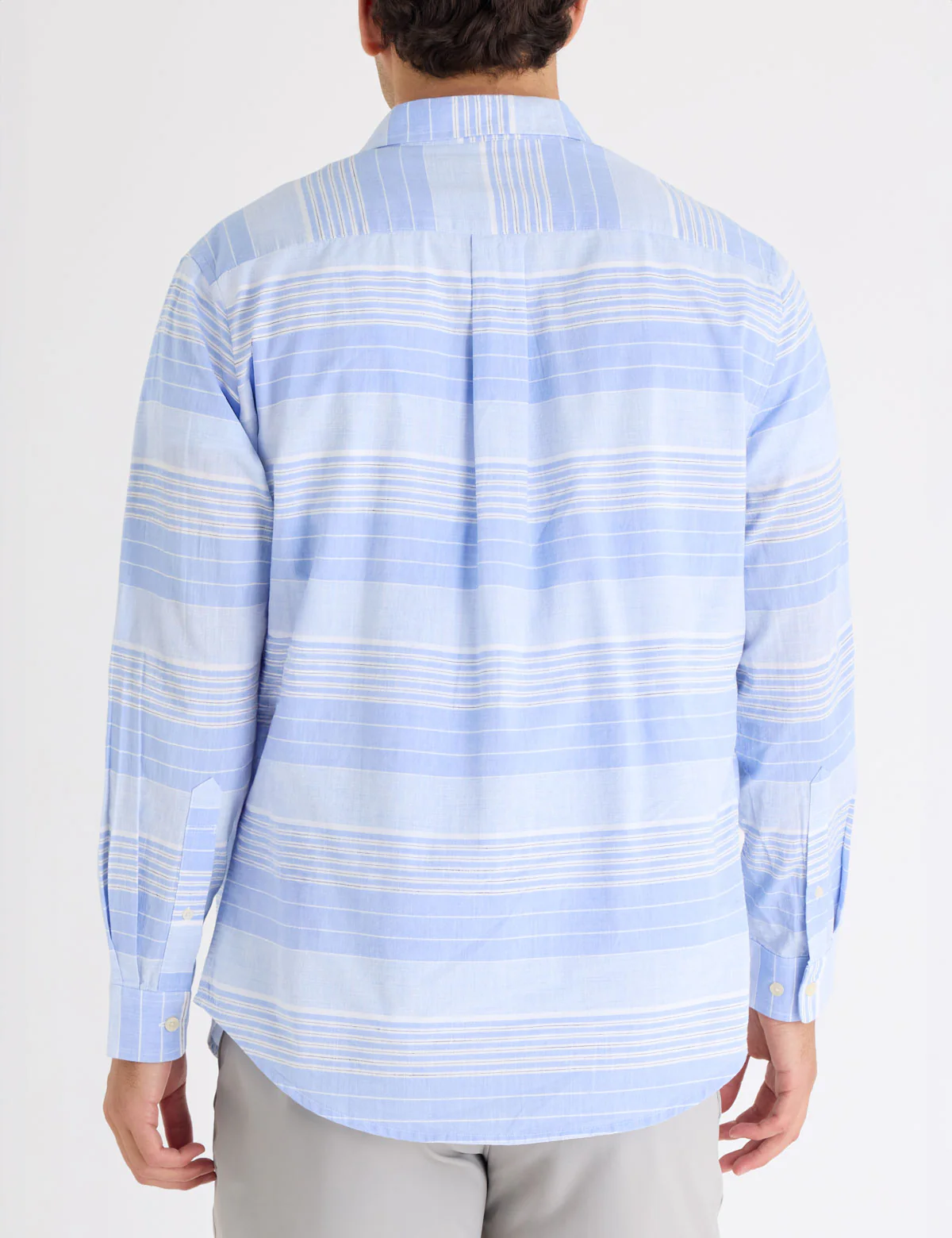 LONG SLEEVE HORIZONTAL STRIPE SLUB POPLIN SHIRT - Image 4