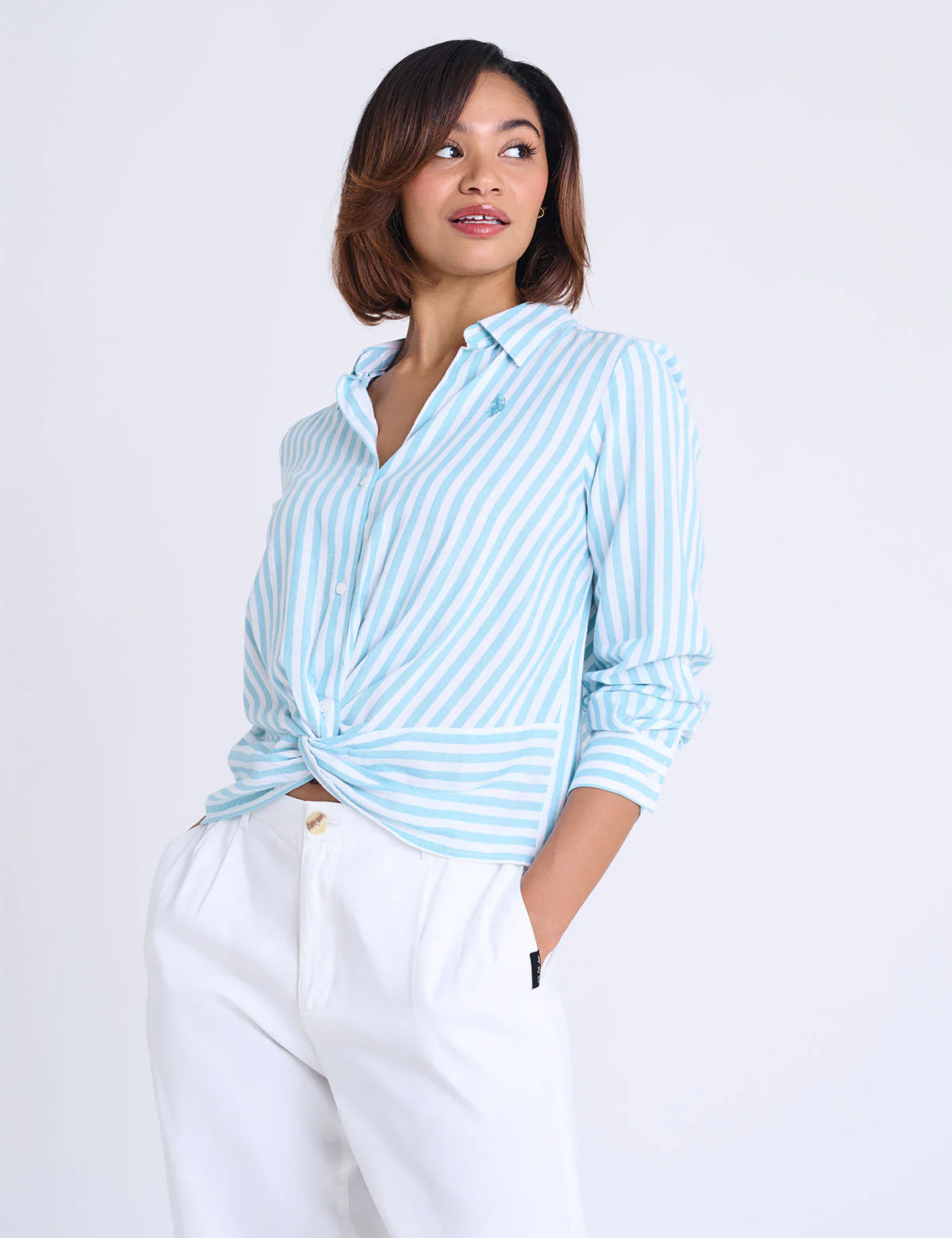 LONG SLEEVE KNOTTED STRIPE SHIRT