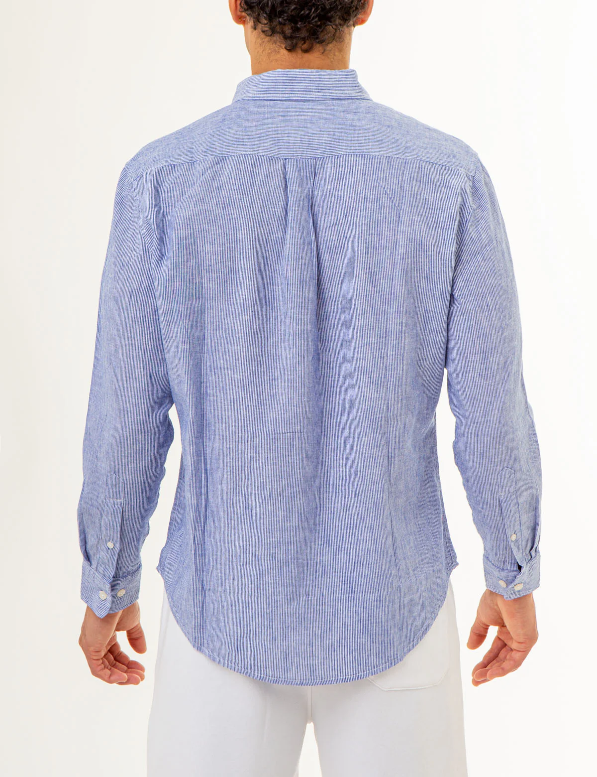 LONG SLEEVE LINEN YARN DYE STRIPED SHIRT - Image 11