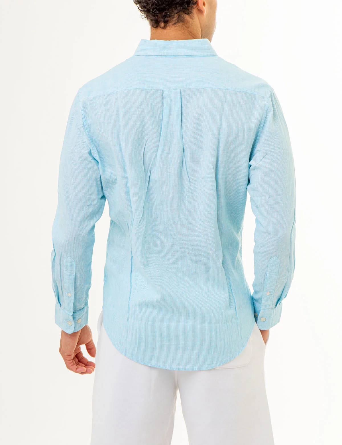 LONG SLEEVE LINEN YARN DYE STRIPED SHIRT - Image 12
