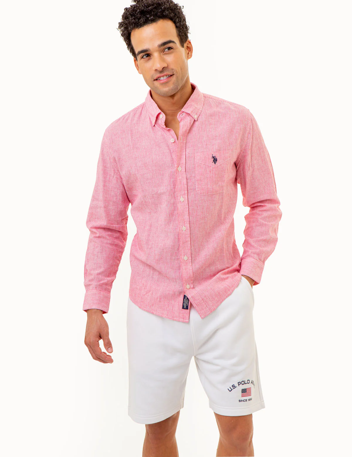 LONG SLEEVE LINEN YARN DYE STRIPED SHIRT - Image 3