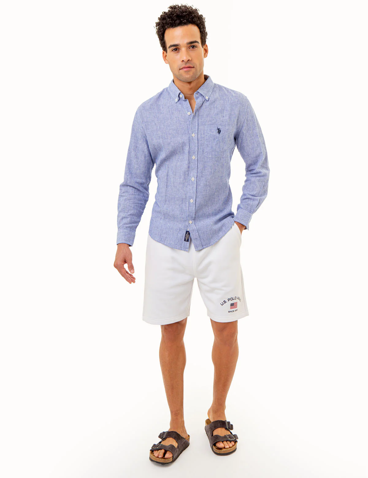 LONG SLEEVE LINEN YARN DYE STRIPED SHIRT - Image 9