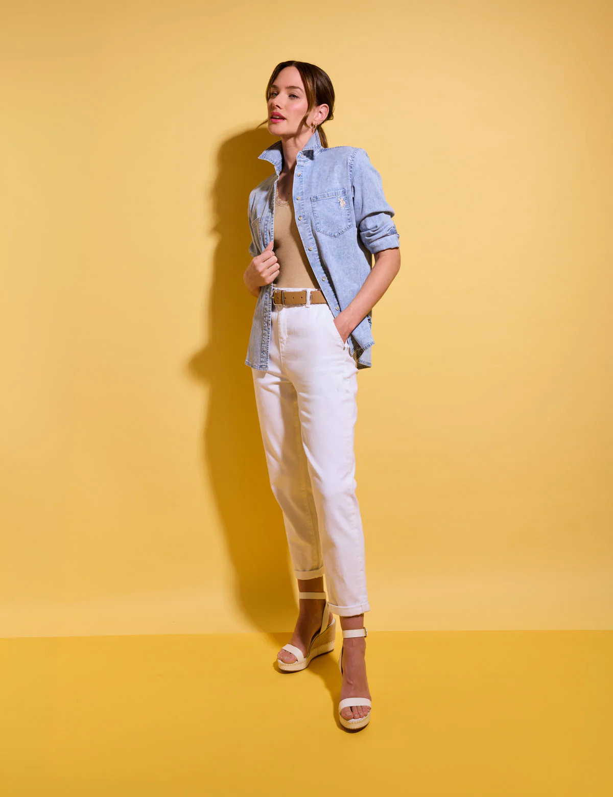 LONG SLEEVE MULTI TONAL CHAMBRAY SHIRT - Image 2