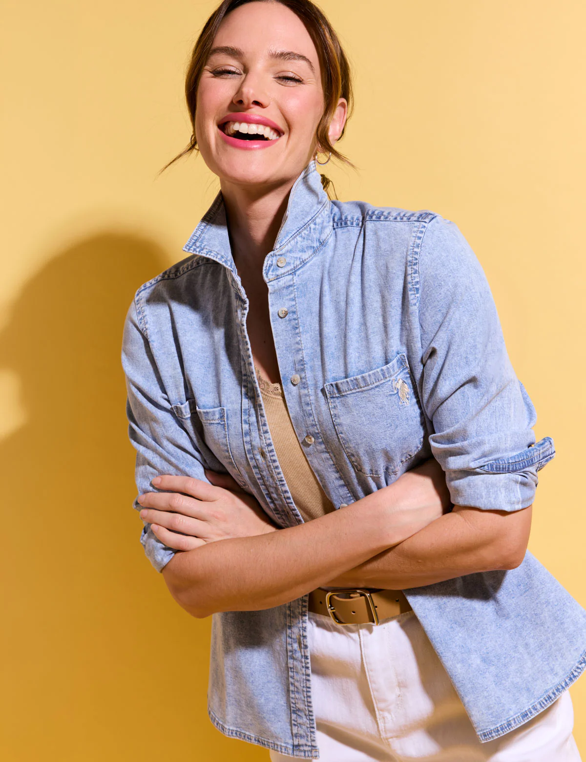 LONG SLEEVE MULTI TONAL CHAMBRAY SHIRT - Image 3