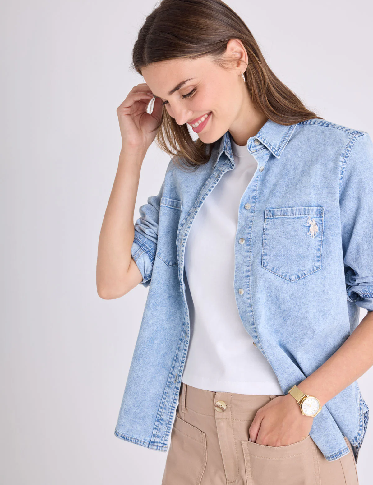 LONG SLEEVE MULTI TONAL CHAMBRAY SHIRT - Image 4