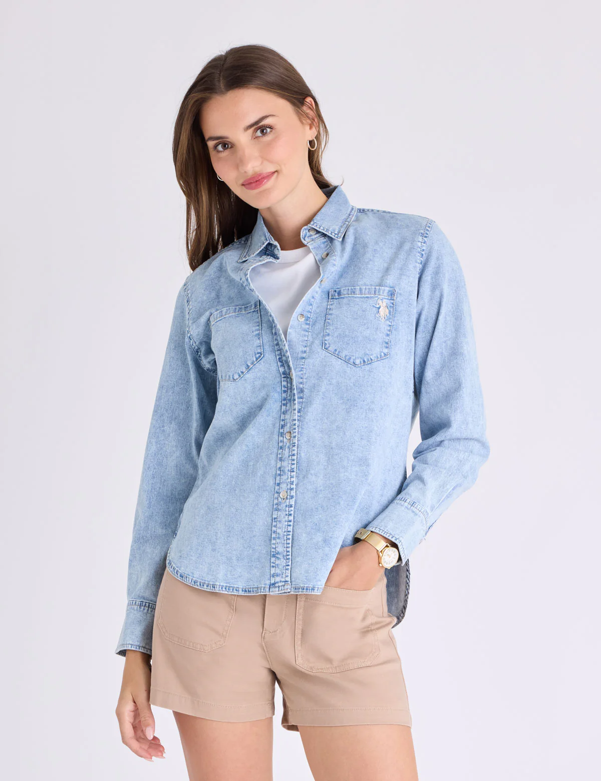 LONG SLEEVE MULTI TONAL CHAMBRAY SHIRT - Image 6