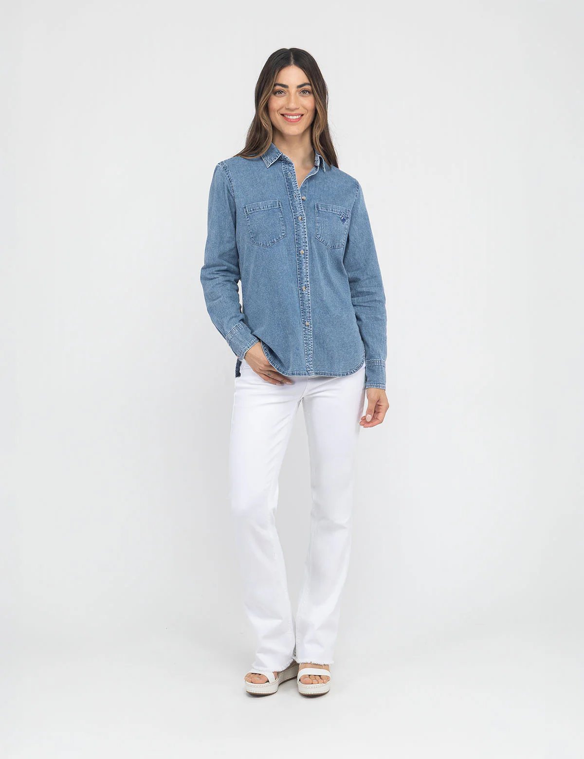 LONG SLEEVE MULTI TONAL CHAMBRAY SHIRT - Image 2