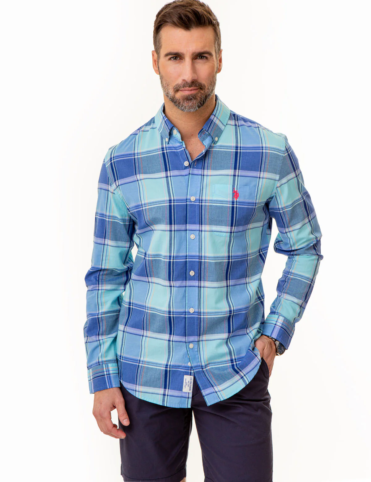 LONG SLEEVE PLAID MADRAS WOVEN SHIRT