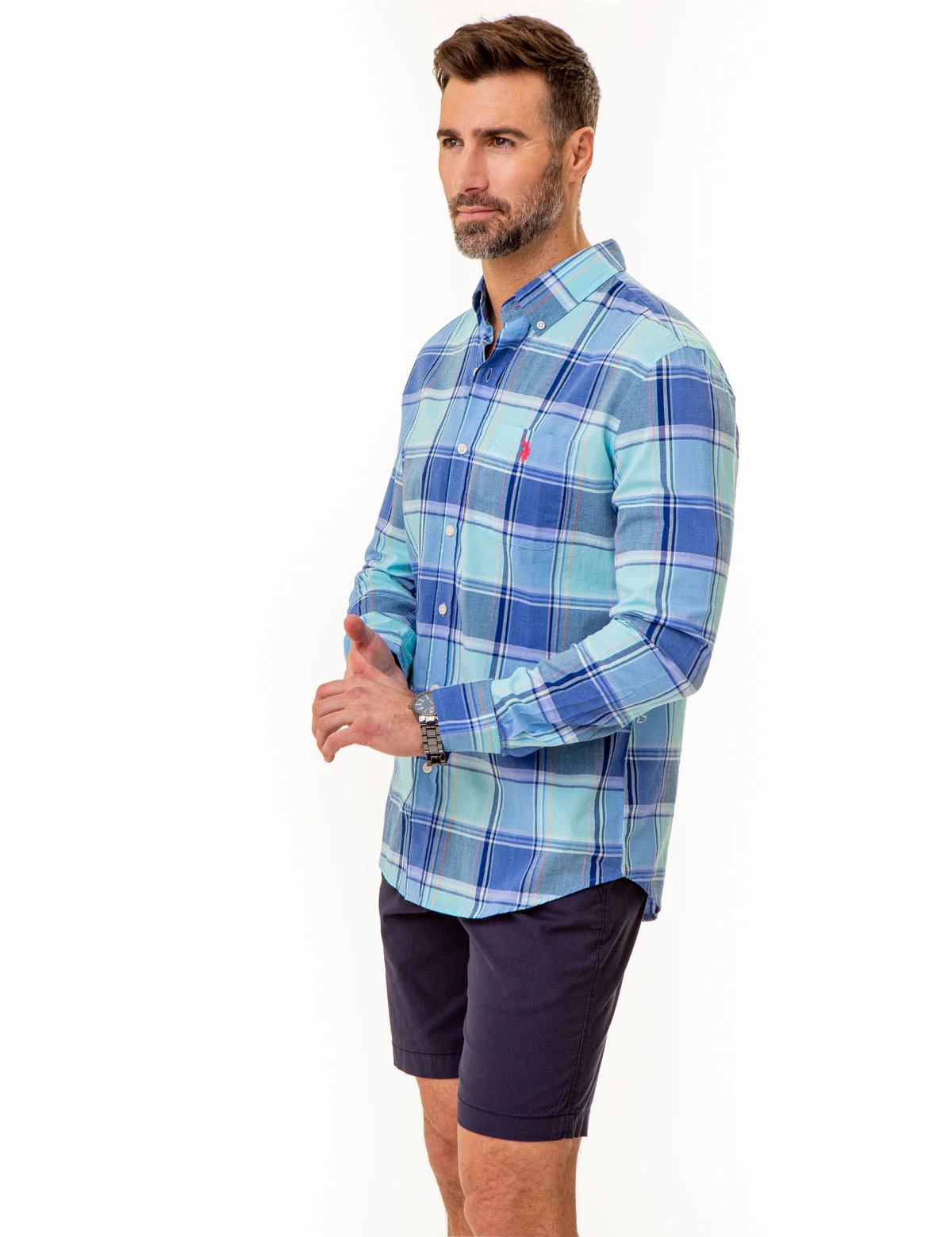 LONG SLEEVE PLAID MADRAS WOVEN SHIRT - Image 3