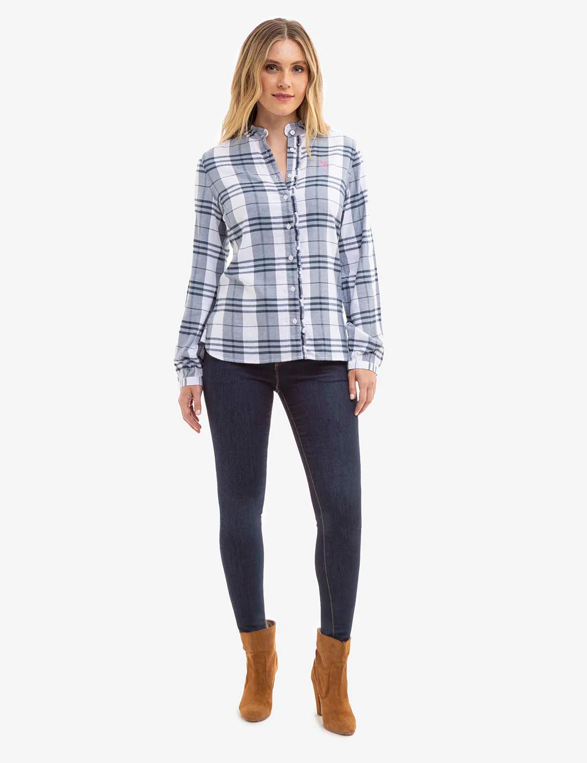 LONG SLEEVE RUFFLE PLAID TOP - Image 3