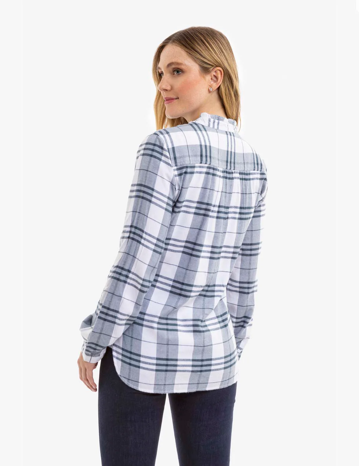 LONG SLEEVE RUFFLE PLAID TOP - Image 5