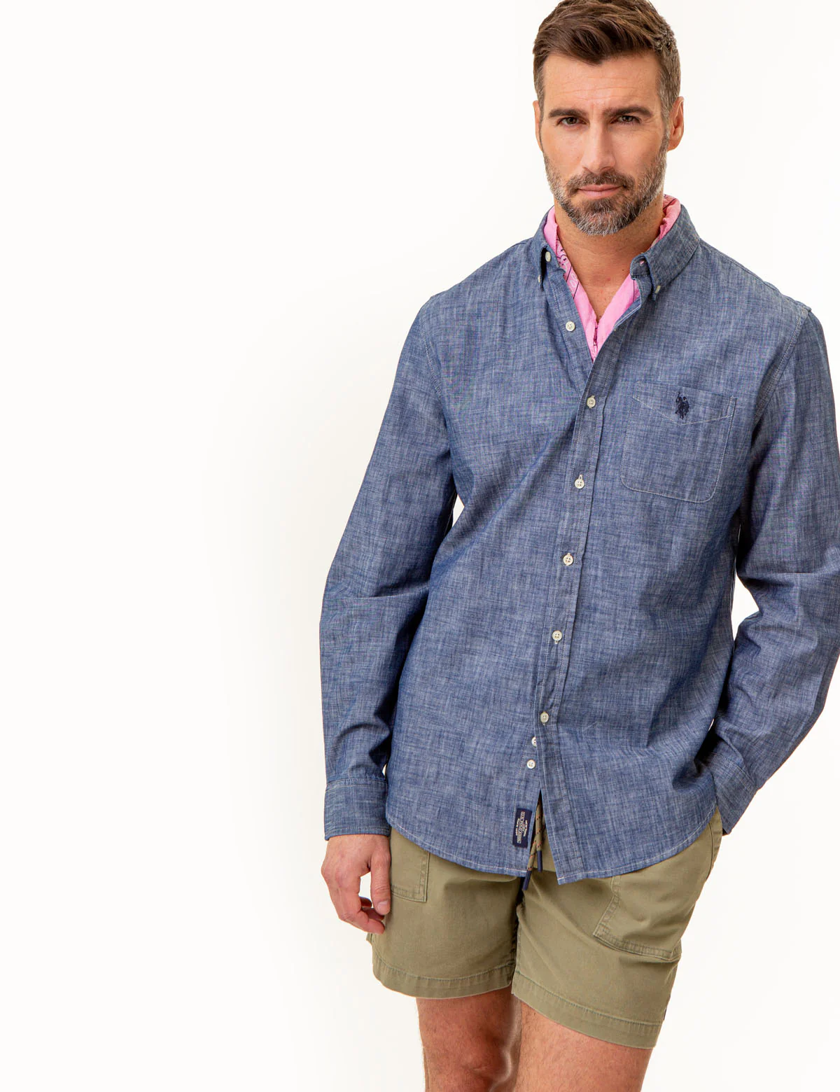 LONG SLEEVE SLUB CHAMBRAY WOVEN SHIRT - Image 4