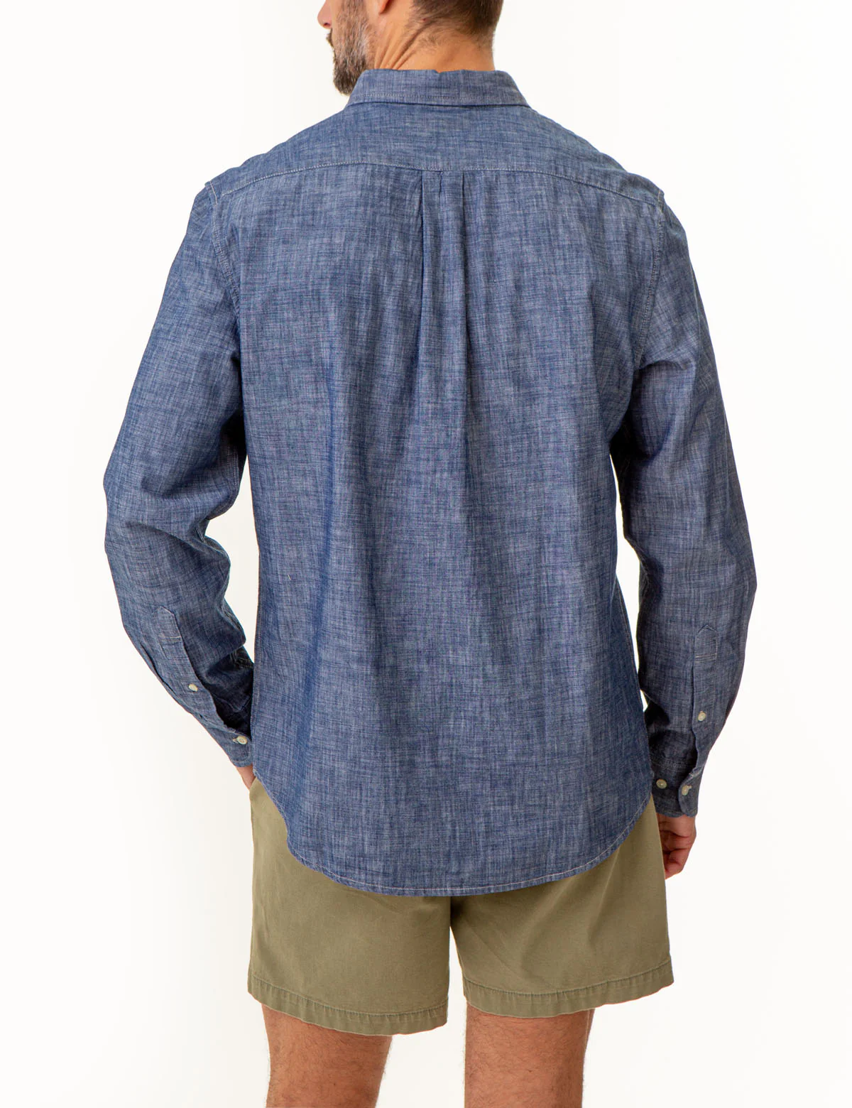 LONG SLEEVE SLUB CHAMBRAY WOVEN SHIRT - Image 7